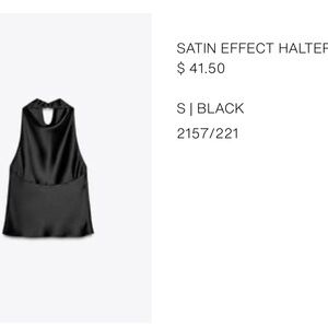 Zara Black Satin Halter Blouse